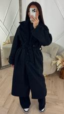 Luxe Wool Touch Maxi Coat met Ceintuur
