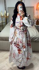 Maxi Bloemenjurk met Knoopsluiting en Ceintuur