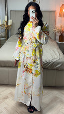 Maxi Bloemenjurk met Knoopsluiting en Ceintuur