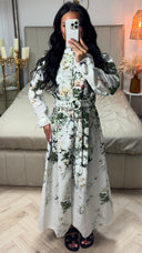 Maxi Bloemenjurk met Knoopsluiting en Ceintuur