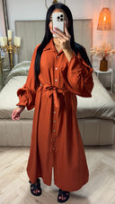 Maxi Blousejurk met Ceintuur & Ruches Mouwen