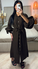 Maxi Blousejurk met Ceintuur & Ruches Mouwen