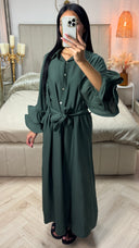 Maxi Blousejurk met Ceintuur & Ruches Mouwen