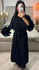 Maxi Blousejurk met Ceintuur & Ruches Mouwen