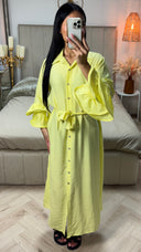 Maxi Blousejurk met Ceintuur & Ruches Mouwen