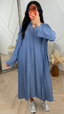 Maxi Blousejurk met Sierknopen en Kraag – MT019