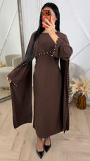 Maxi Jurk met Cape-Effect en Parel Details