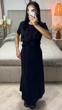 Maxi Jurk met Geplooid Detail en Knoopaccent