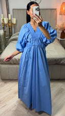 Maxi Jurk met Gerimpeld Detail en Open Rug