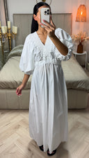 Maxi Jurk met Gerimpeld Detail en Open Rug