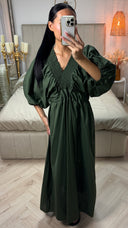 Maxi Jurk met Gerimpeld Detail en Open Rug