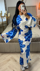 Maxi Jurk met Grote Bloemenprint en Strikceintuur – Viscoseblend