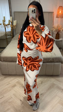 Maxi Jurk met Grote Bloemenprint en Strikceintuur – Viscoseblend