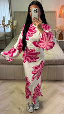 Maxi Jurk met Grote Bloemenprint en Strikceintuur – Viscoseblend