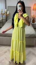 Maxi Jurk met Ruffle Detail en Elastische Taille