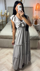 Maxi Jurk met Ruffle Detail en Elastische Taille