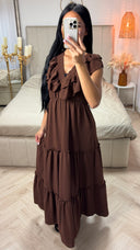 Maxi Jurk met Ruffle Detail en Elastische Taille