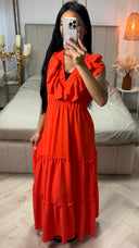 Maxi Jurk met Ruffle Detail en Elastische Taille