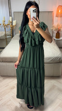 Maxi Jurk met Ruffle Detail en Elastische Taille