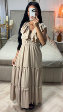 Maxi Jurk met Ruffle Detail en Elastische Taille