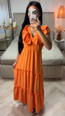 Maxi Jurk met Ruffle Detail en Elastische Taille
