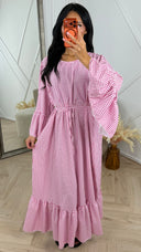Maxi Jurk met Vichy Ruit en Taillekoord