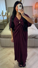 Maxi Jurk van Viscose met Sierknoopdetails