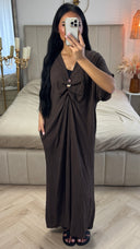 Maxi Jurk van Viscose met Sierknoopdetails