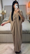 Maxi Jurk van Viscose met Sierknoopdetails