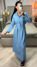 Maxi Overhemdjurk met Kreukstructuur & Getailleerd Ceintuur