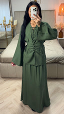 Maxi Rok & Vetersluiting Top Set met Ceintuur – Viscoseblend