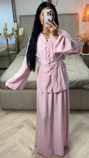 Maxi Rok & Vetersluiting Top Set met Ceintuur – Viscoseblend