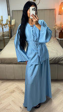 Maxi Rok & Vetersluiting Top Set met Ceintuur – Viscoseblend