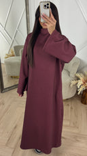 Minimal Fleece Maxi Jurk met Wijde Mouwen