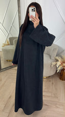Minimal Fleece Maxi Jurk met Wijde Mouwen