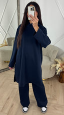 Minimal Hoodie Two-Piece Set met Wijde Broek