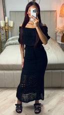 Off Shoulder Anglaise Broderie Tie Belt Dress