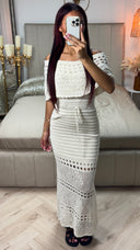 Off Shoulder Anglaise Broderie Tie Belt Dress