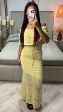 Off Shoulder Anglaise Broderie Tie Belt Dress