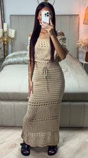 Off Shoulder Anglaise Broderie Tie Belt Dress