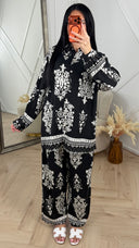 Ornament Print Tweedelige Set met Wijde Broek 1250