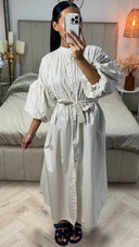 Overhemdjurk met Plooien, Pofmouwen & Ceintuur