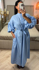 Overhemdjurk met Plooien, Pofmouwen & Ceintuur