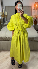 Overhemdjurk met Plooien, Pofmouwen & Ceintuur