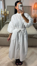 Overhemdjurk met Plooien, Pofmouwen & Ceintuur