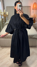 Overhemdjurk met Plooien, Pofmouwen & Ceintuur