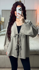 Oversized 2 Ties Stripes Cardigan