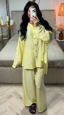 Oversized Blouse en Broek Set met Knoopsluiting