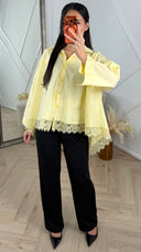 Oversized Blouse met Kantdetail en Losvallende Fit