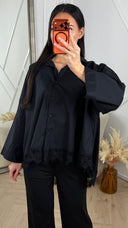 Oversized Blouse met Kantdetail en Losvallende Fit